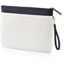 Resim Peluş Clutch Çanta Beyaz 26x33 Cm 