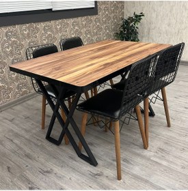 Resim BY ORHAN GÜZEL Mutfak Masa Takımı , 4 Kişilik Mutfak Masa Takımı Tel Sandalye Takım 