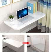Resim Kydoniahome Parlak Beyaz Oval Köşeli Mdf Katlanır Duvara Monte Çalışma Masası 
