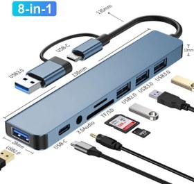 Resim Coverzone Çoklayıcı Adaptör 8 in 1 USB/Type-c To USB A, USB C Macbook uyumlu Çevirici Adaptör Çok Portlu Çoklayıcı 8in1 USB HUB Titanyum Renk BYL2218TU 