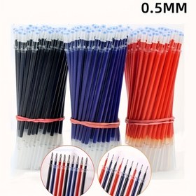Resim 50 adet Jel Kalem Yedekleri, 0.5mm İnce Uç, Klasik Mavi, Kırmızı, Siyah Mürekkep, Ofis ve Okul Kırtasiye Yazma Malzemeleri için Değiştirilebilir Kartuş Seti 