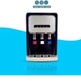 Resim Sıcak Soğuk Ilık 3 Musluklu Tezgah Üstü Siyah Arıtmalı Sebil 