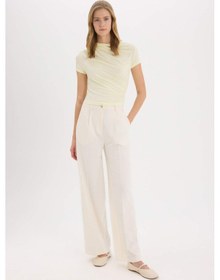 Resim DeFacto Slim Fit Dar Kesim Kayık Yaka Soft Touch Kısa Kollu Tişört E7016AX25SPER182 