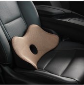 Resim Araba Koltuğu Bel Desteği Yastığı Bellek Köpük Nefes Alabilir Yorgunluğu Giderir Bel Yastığı - Bej 