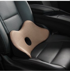 Resim Araba Koltuğu Bel Desteği Yastığı Bellek Köpük Nefes Alabilir Yorgunluğu Giderir Bel Yastığı - Bej 