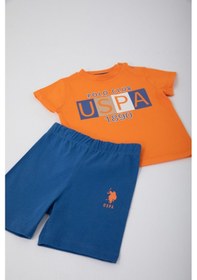 Resim U.S. Polo Assn. Turuncu Erkek Bebek 2'li T-Shirt Takım Turuncu 