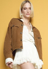 Resim Valenza Kadın Camel Süet Deri Ceket - Camel / 