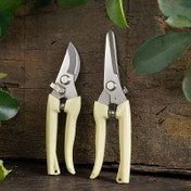 Resim 2 Adet Ergonomik Paslanmaz Çelik Budama Makası Bej Saplı - Keskin, Dayanıklı Bahçe Makası Dal Kesme, Meyve Toplama & Aşı için - Kolay Kullanım için Rahat Tutuş, Bahçe Budama Makası 