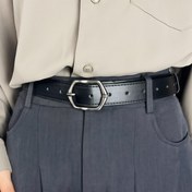 Resim Oval Kaplı Paslanmaz Çelik Kemeri ile Eyekan Erkek Casual Kemeri - Sahte Deri Kordon, Vintage Minimalist Tasarım, Çok Fonksiyonlu Dörtgen Kemeri için Kot Jeans 