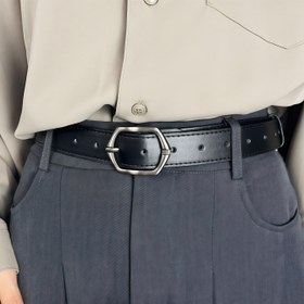 Resim Oval Kaplı Paslanmaz Çelik Kemeri ile Eyekan Erkek Casual Kemeri - Sahte Deri Kordon, Vintage Minimalist Tasarım, Çok Fonksiyonlu Dörtgen Kemeri için Kot Jeans 