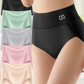 Resim 5'li Yüksek Bel Şekillendirici Kadın İç Çamaşırı, Nefes Alabilen Ağdan Yapılmış, Çapraz Destekli, Dikişsiz Buz İnce Kumaş, Vücut Şekillendirme ve Kaldırma İçin Tasarlanmış. 