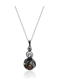 Resim Oksitli Gümüş Set Kök Yakut Taşlı Gümüş Otantik İkili Set 925 Ayar St136 Gümüş 