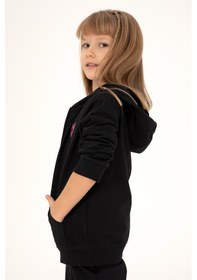 Resim U.S. Polo Assn. Kız Çocuk Siyah Fermuarlı Basic Sweatshirt 50296390-VR046 