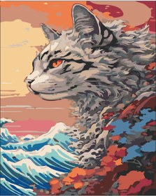 Resim wombhobby Retro CAT Sayılarla Boyama Seti 80X100 Cm Çerçeveli (Kasnağa ) Gerili 