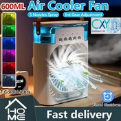 Resim Taşınabilir Su Isıtma Fanı ile Sis Fonksiyonu - 600Ml Su Tankı, Pil Gerektirmez, 3 Hız Ayarı, 7 Renkli LED Işıklar, Ayarlanabilir Sis Püskürtme, Ultra-Sessiz Çalışma, Enerji Tasarruflu Kişisel Klima ile Nemlendirici, USB Güçlü, Ev, Ofis ve Seyahat İçin Uygun, Beyaz/Siyah Renklerde Mevcut, 3 Hız Ayarı, 7 LED Işıklar, Kişisel Soğutma Deneyimi, Ofis Soğutma Fanı, Sis Nemlendirici. 