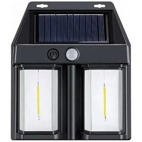 Resim Rustik Ampul İkili Solar Duvar Aplik Güneş Enerjili Hareket Sensörlü Gün Işığı 