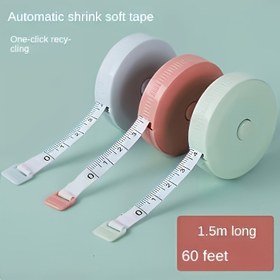 Resim 1 adet 60 İnç Mini Esnek Şerit Metre, Dikiş, Terzilik, Örgü El Sanatları için Geri Çekilebilir Çift Taraflı Taşınabilir Vücut ve Kumaş Ölçüm Bandı - Kurşunsuz Dayanıklı Bıçak Malzemesi 