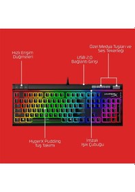 Resim HyperX Alloy Elite 2 Red Switch Lineer Ingilizce Rgb Mekanik Gaming Klavye - Hkbe2x-1x-uk/g 