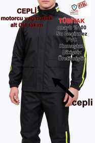 Resim go out Motorcu Yağmurluk Takım (CEPLİ) Su Geçirmez Ekstra Esnek, Sağlam ve Hafif Pvc Kumaş, Kurye Yağmurluk 