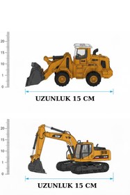 Resim viyolmarketim İş Makinesi Oyuncak Seti 1:70 – Kepçe ve Ekskavatör Mini İnşaat Araçları Model Oyuncak 