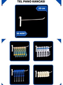 Resim 20 Cm - 50 Adet Beyaz Tel Pano Kancası Raf Askısı Beyaz 