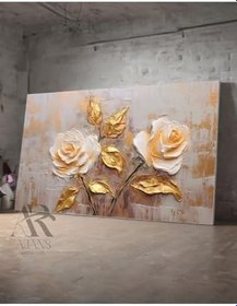 Resim Ar Ajans Kanvas Tablo Güller Gold Detaylı Dekoratif Yağlı Boya Görünümlü Kanvastablo 35 X 50 
