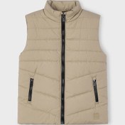 Resim Erkek Çocuk Dik Yaka Kapitoneli Şişme Yelek - Bej Kahverengi 