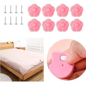 Resim 8 Adet Pembe Renk Gül Desenli Yorgan Kılıfı Çarşaf Nevresim Örtü Tutucu Sabitleyici Kaydırmaz 