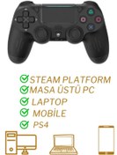 Resim Ps4 Kol Wireless Bt Kablosuz Oyun Kolu Ps4 Joystick Tablet Telefon Pc Uyumlu Titreşimli Oyun Kolu 