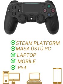 Resim Ps4 Kol Wireless Bt Kablosuz Oyun Kolu Ps4 Joystick Tablet Telefon Pc Uyumlu Titreşimli Oyun Kolu 