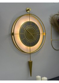 Resim Bronz Aynalı Lavinya Exclusive - Chakra Dizayn - Gerçek Bronz Ayna - Metal Mobilya Duvar Saati Gold 