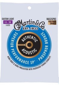 Resim Martin Co Ma535pk3 Sp Phosphor Bronze Akustik Gitar Telleri Extra Light+ 11-52 3 Set 