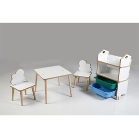 Resim Asrimo mobilya Çocuk Aktivite Masa Sandalye Kitaplık Takımı 