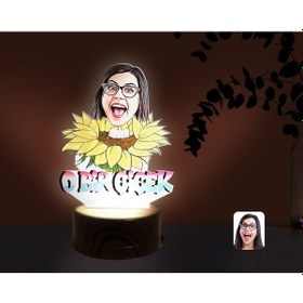 Resim Kişiye Özel Kadınlar Günü Karikatürlü Dekoratif 3D Biblo Led Işık(481493048) Çok Renkli 