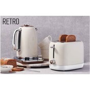 Resim KORKMAZ Retro Dijital Elektrikli Su Isıtıcı + Ekmek Kızartma Makinesi İkili Set 
