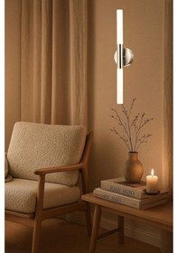 Resim Umut Ledli Modern Krom Kablolu Aplik Krom 