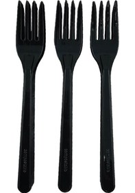 Resim 4000 Adet Sert Kalın Plastik Çatal 1. Kalite Lüks Siyah Çatal 
