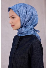 Resim BELLİ Geometrik Desen İpek Twill Eşarp 4221d01 Mavi - 82 