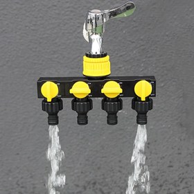 Resim Bahçe Hortumları İçin Dört Farklı Anahtarla Donatılmış Bir 4 Yollu Bölücü - Dış Mekan Sulama Kurulumları İçin Tasarlanmış Bir Musluk Ek Parçası, Sızdırmaz Bir Yapıya Sahip, Çimler, Bahçeler ve Araba Yıkama Sulama Sistemleri İçin Mükemmel, Çoklu Sulama Amaçları İçin Hizmet Verir. 