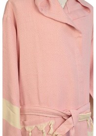 Resim Kapşonlu Peştemal Bornoz Pembe Renk Pembe 