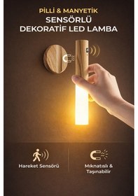 Resim Modern Ahşap Silindir Duvar Lambası Ahşap - Şeffaf 