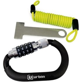 Resim Urban Ur140 Şifreli Motosiklet Kask Kilidi Kombinasyonlu Karabina + Esnek Çelik Kablo + Kask Adaptörü 