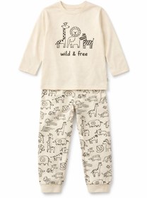 Resim aden kids %100 pamuk çocuk uzun kollu ince pijama takımı 
