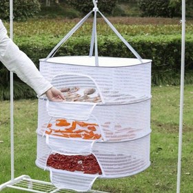 Resim 2/3/4 Katlı Katlanır Asma Kurutma Askısı - Taşınabilir Kancalı Çok Katmanlı Sebze ve Balık Kurutma Organizatörü, Nefes Alabilen Kumaş Depolama için Otlar, Çiçekler, Mutfak Eşyaları - Yer Tasarruflu Ev & Dış Mekan Kullanımı, Sağlam Yapı, Çok Katlı Tasarım 