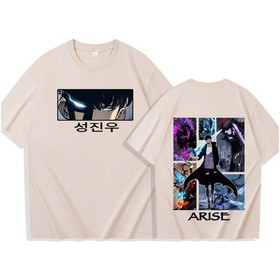 Resim Snapbuy 2025 Solo Anime T-shirt Unisex Harajuku Kısa Kollu O-boyun Gömlekhakikadın Haki 