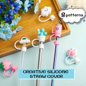 Resim En Son Patlayıcı Pipet Kapaklarından Oluşan 8 Parça Set, 30 ve 40oz Bardaklar İçin Sevimli Çeşitli Şekillerde Silikon Pipet Kapakları, Pipet Başlıkları için İçecek Pipeti Kapakları 