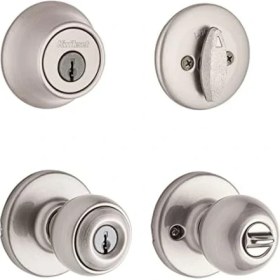 Resim Asseds Store 690 Polo Entry Knob And Cylinder Deadbolt Combo Pack In Satin Nickel 