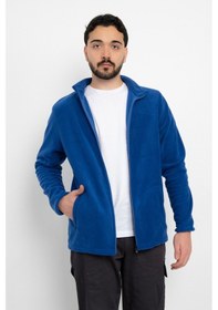Resim Dasüniforma Unisex Anti-pilling Tüylenme Yapmayan Standart Fit Tam Fermuarlı Soğuk Geçirmez Polar Hırka Mavi 