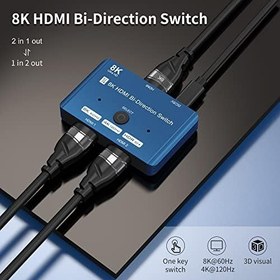 Resim CABLEDECONN HDMI 2.1 Anahtarı 8K Çift Yönlü Bölücü 8K@60Hz 4K@120Hz 1440p@165Hz 1080P@240Hz 1 "2out 2" 1out Yüksek Hızlı 48Gbps eARC Dönüştürücü Xbox X PS5 Mavi ile Uyumlu ¡ 