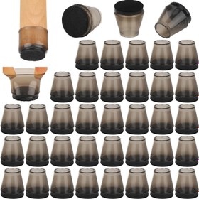 Resim 20 Adet Silikon Sandalye Ayak Koruyucu ve Keçe Pedli - Kaymaz, Sessiz, Çizik Dirençli Mobilya Bacak Kapağı, Kolay Kurulumlu, Gürültü Azaltıcı, Şeffaf Tasarım Siyah İç Astarlı, Sandalye ve Masa Ayak Koruyucuları 